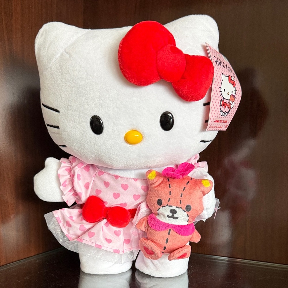 Dancing Hello Kitty animated Plush Toy with Pink Hearts